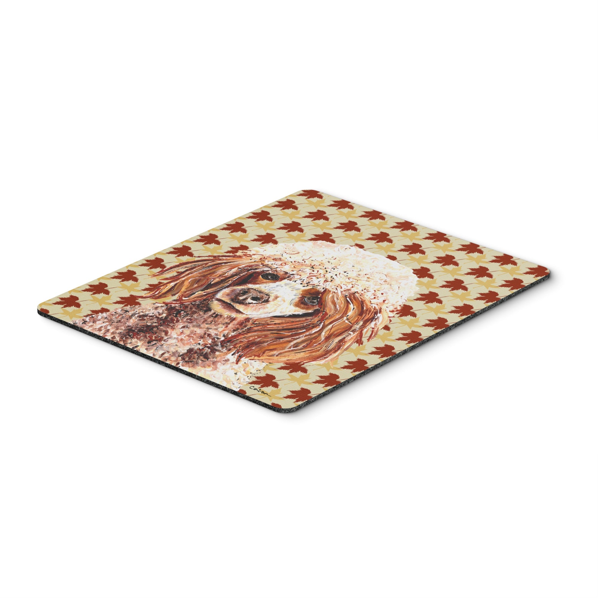 Carolines Treasures Red Miniature Poodle Fall Leaves Mouse Pad/Hot Pad/Trivet (SC9675MP)