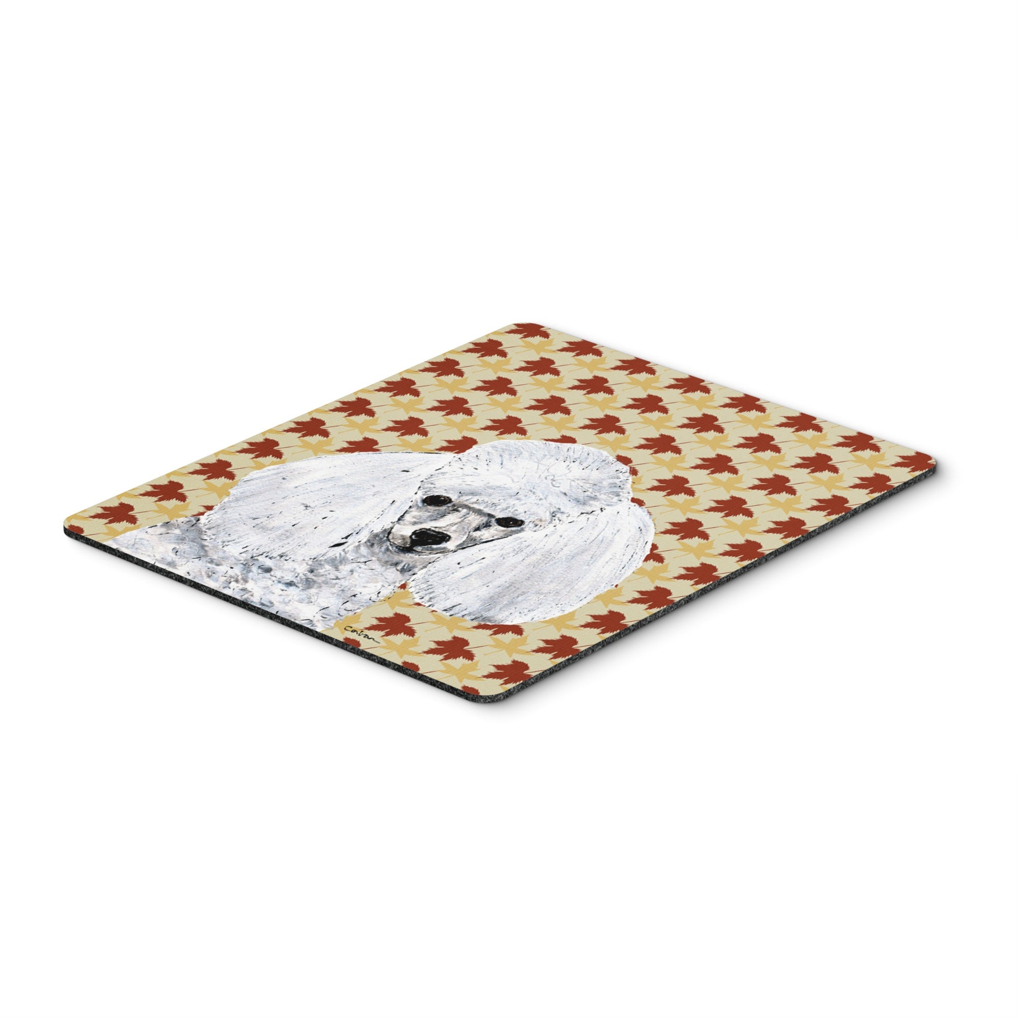 Carolines Treasures White Toy Poodle Fall Leaves Mouse Pad/Hot Pad/Trivet (SC9677MP)