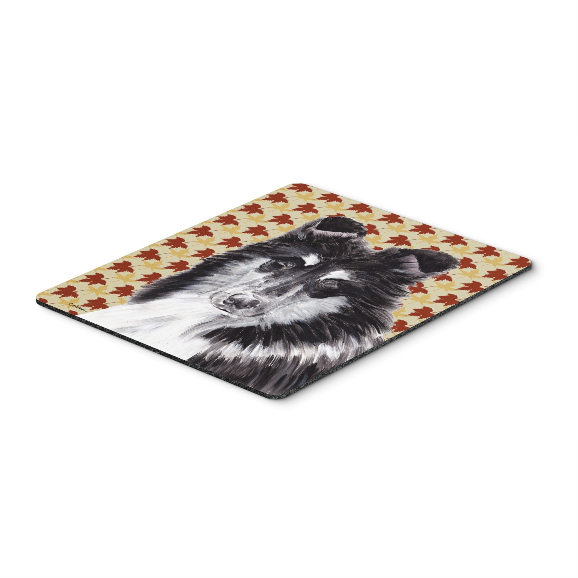 Carolines Treasures Black & White Collie Fall Leaves Mouse Pad/Hot Pad/Trivet (SC9678MP)