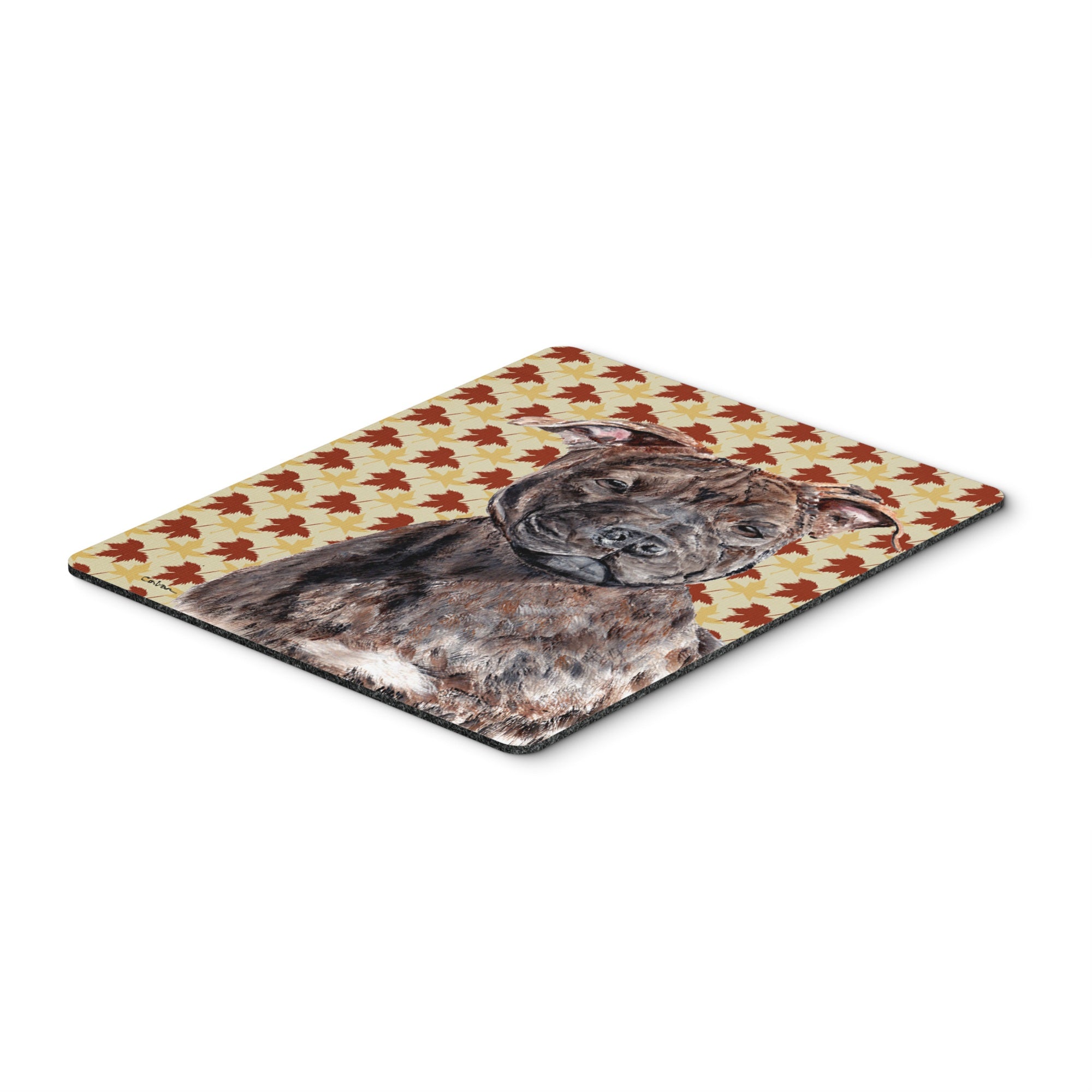 Carolines Treasures Staffordshire Bull Terrier Staffie Fall Leaves Mouse Pad/Hot Pad/Trivet (SC9681MP)