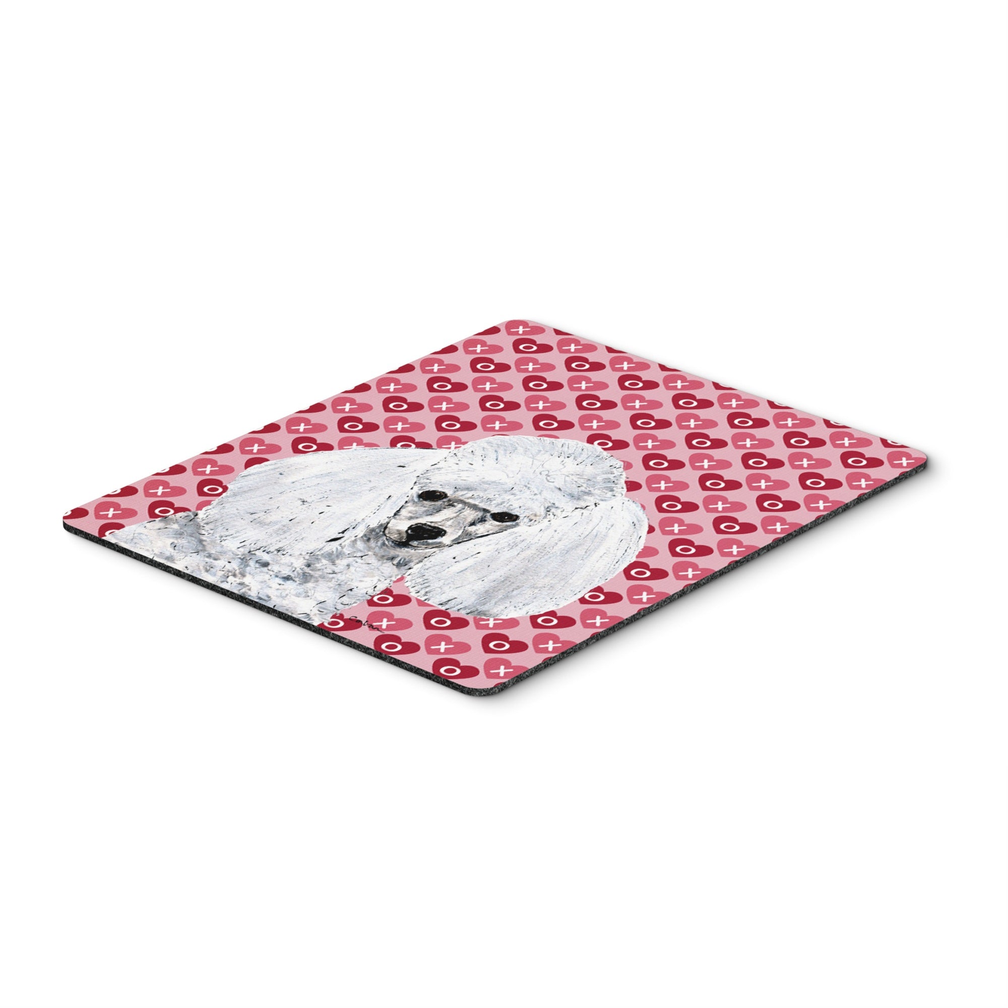 Carolines Treasures White Toy Poodle Hearts & Love Mouse Pad/Hot Pad/Trivet (SC9701MP)