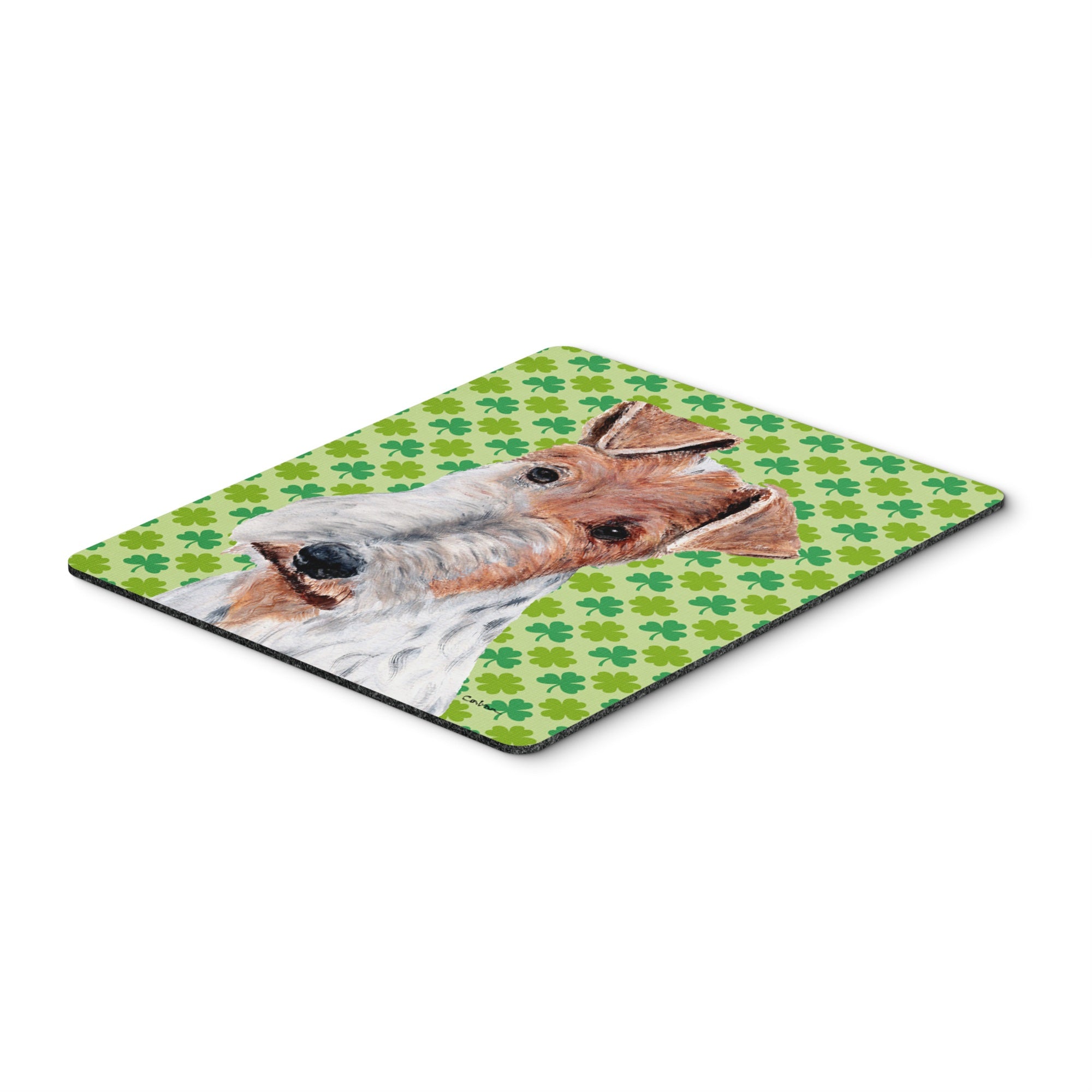 Carolines Treasures Wire Fox Terrier Lucky Shamrock St. Patricks Day Mouse Pad/Hot Pad/Trivet (SC9724MP)
