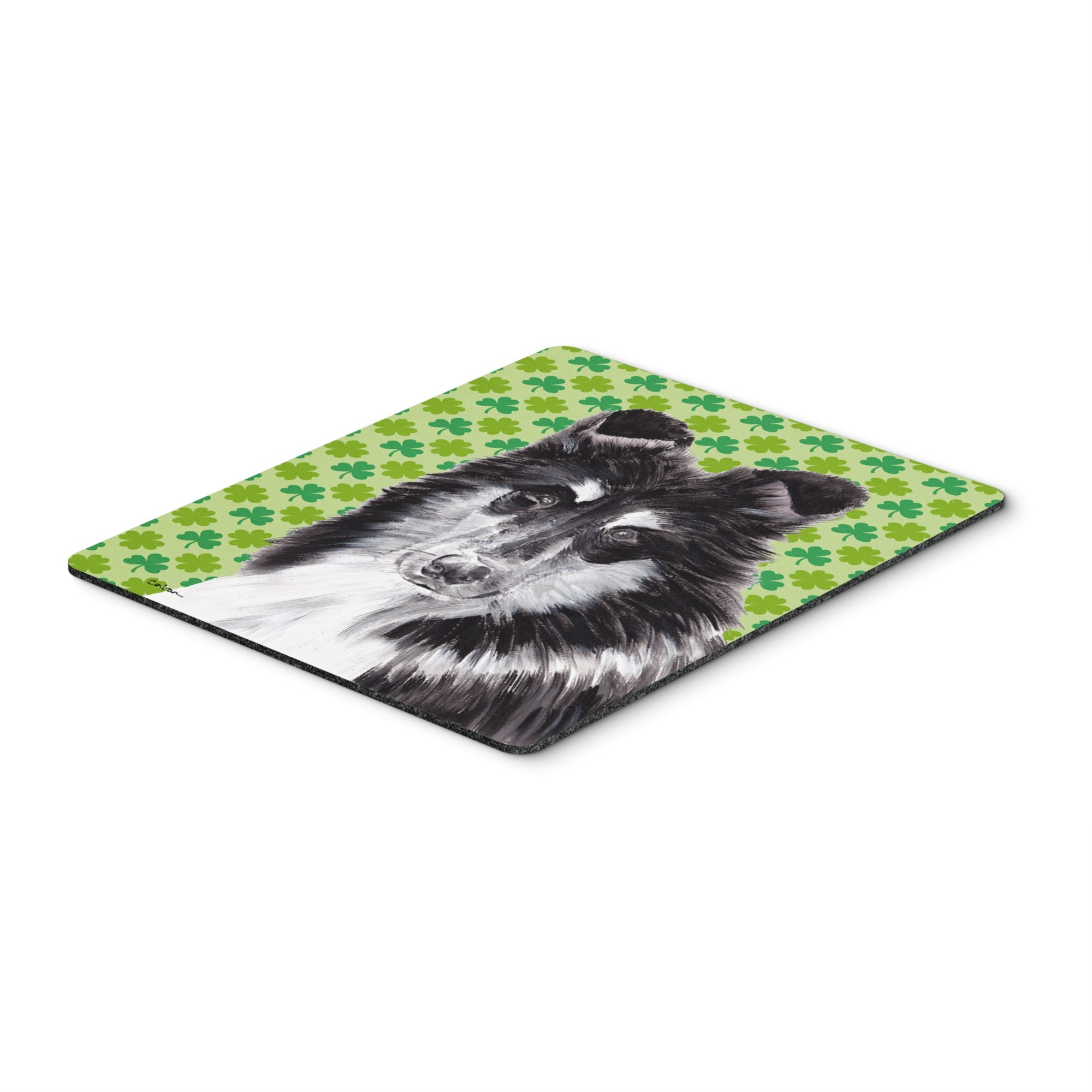 Carolines Treasures Black and White Collie Lucky Shamrock St. Patricks Day Mouse Pad/Trivet (SC9726MP)
