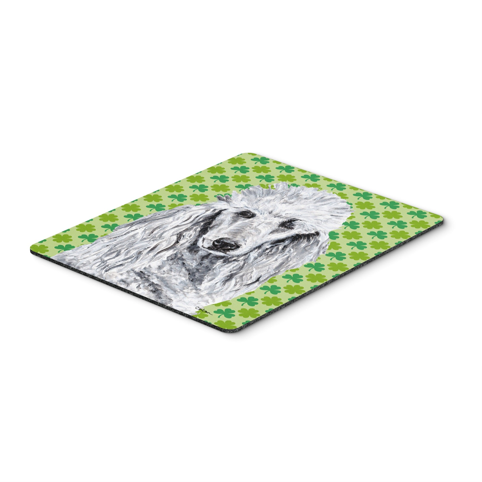 Carolines Treasures White Standard Poodle Lucky Shamrock St. Patricks Day Mouse Pad/Trivet (SC9727MP)