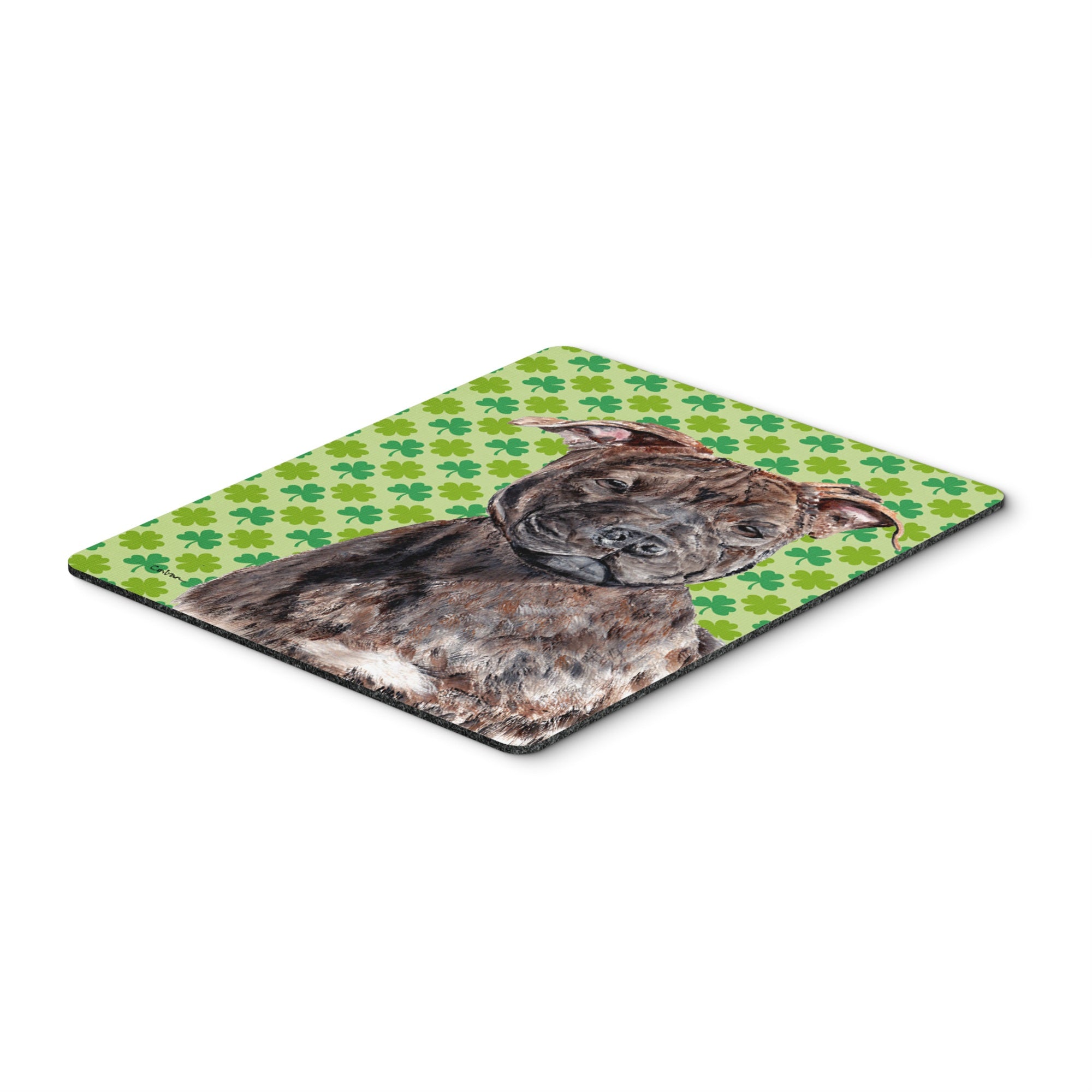 Carolines Treasures Staffordshire Bull Terrier Staffie Lucky Shamrock St. Patricks Day Mouse Pad (SC9729MP)