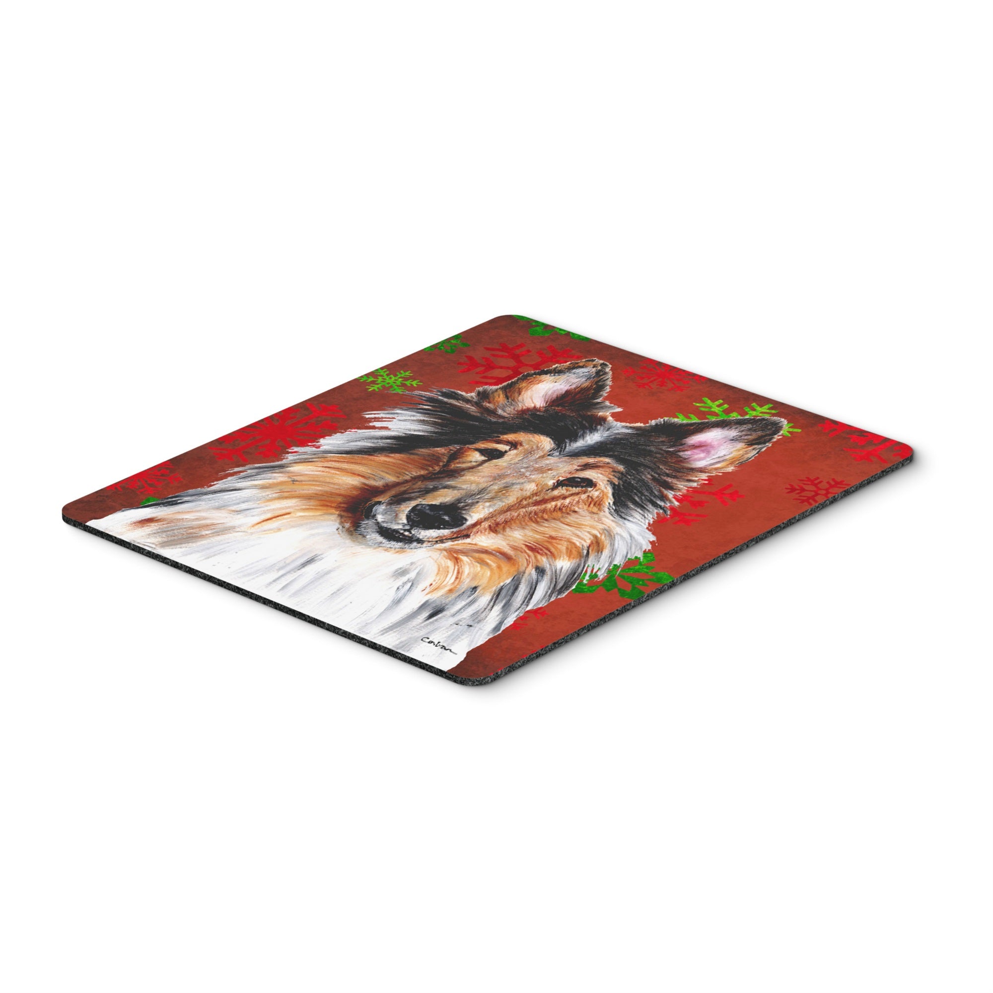Carolines Treasures Collie Red Snowflakes Holiday Mouse Pad/Hot Pad/Trivet (SC9742MP)