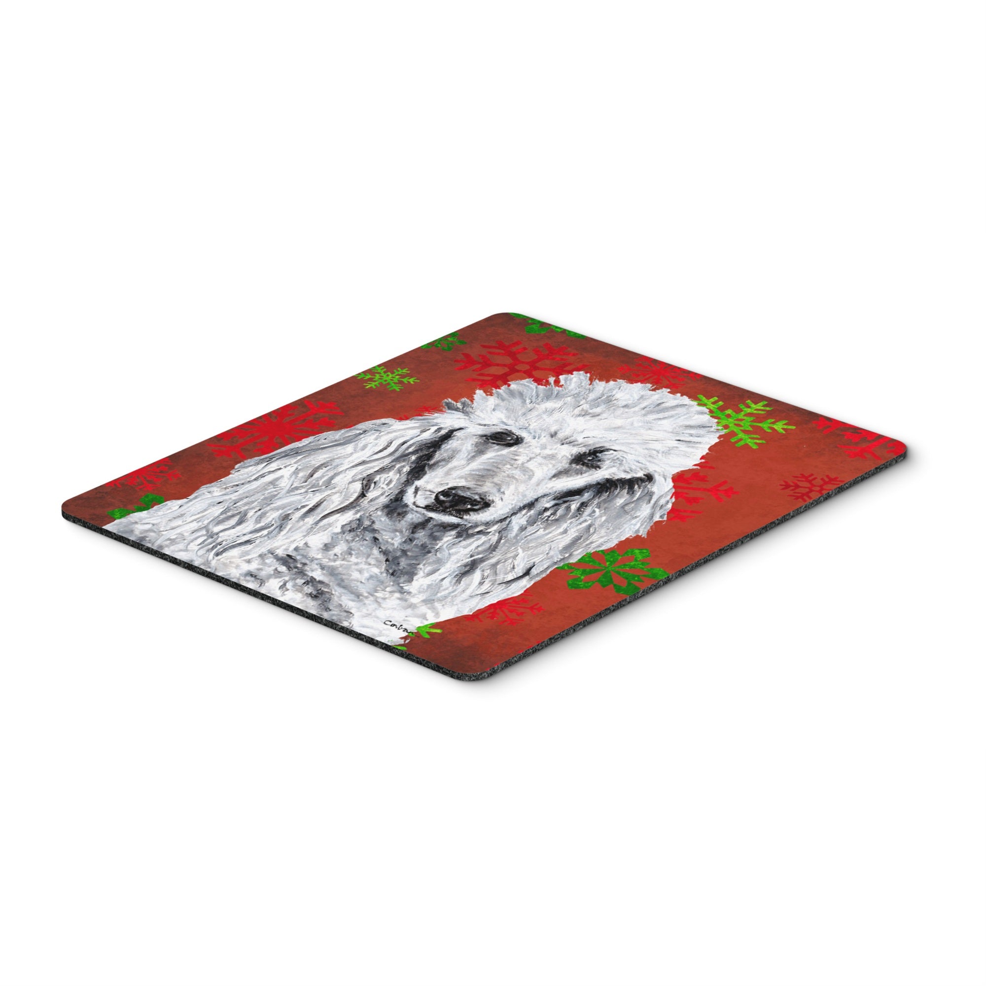 Carolines Treasures White Standard Poodle Red Snowflakes Holiday Mouse Pad/Hot Pad/Trivet (SC9751MP)