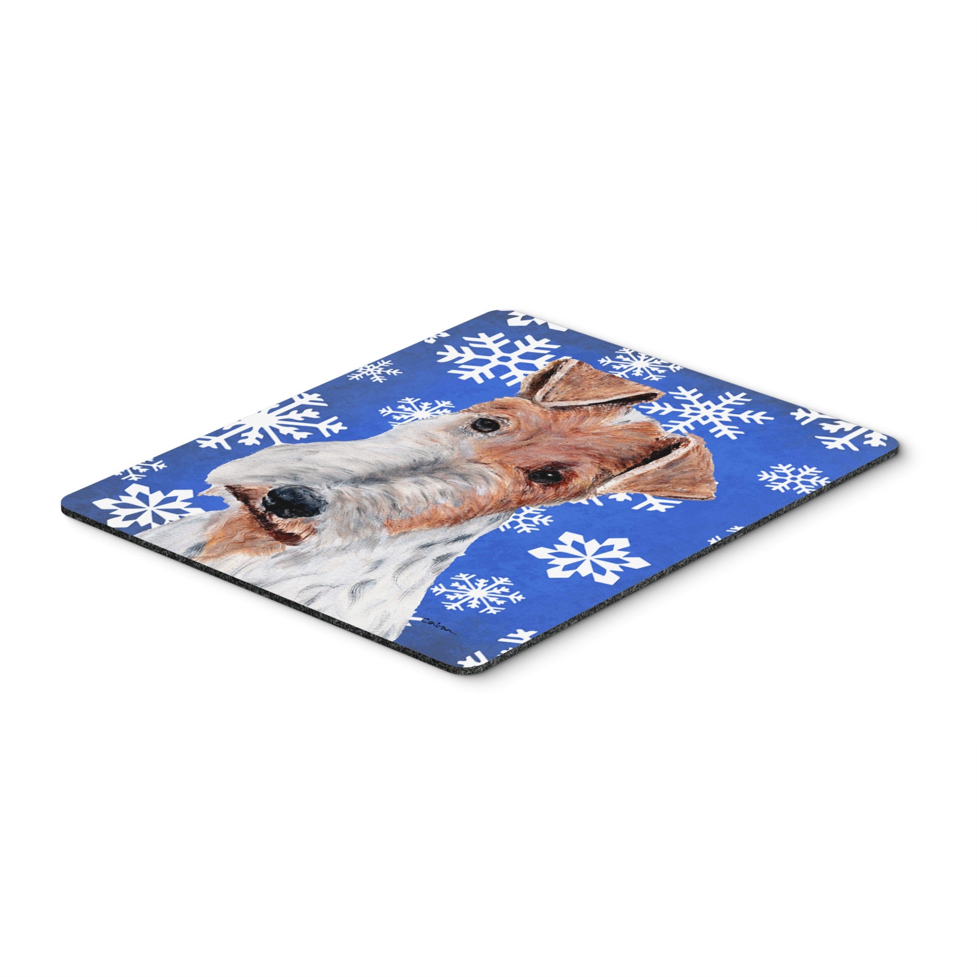 Carolines Treasures Wire Fox Terrier Winter Snowflakes Mouse Pad/Hot Pad/Trivet (SC9772MP)