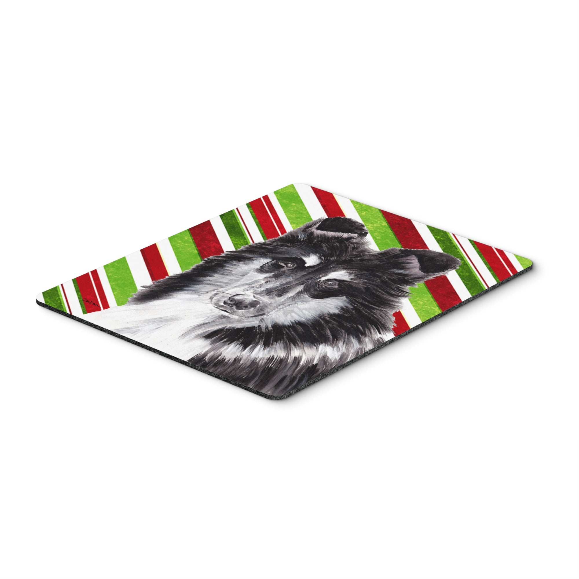 Carolines Treasures Black & White Collie Candy Cane Christmas Mouse Pad/Hot Pad/Trivet (SC9798MP)