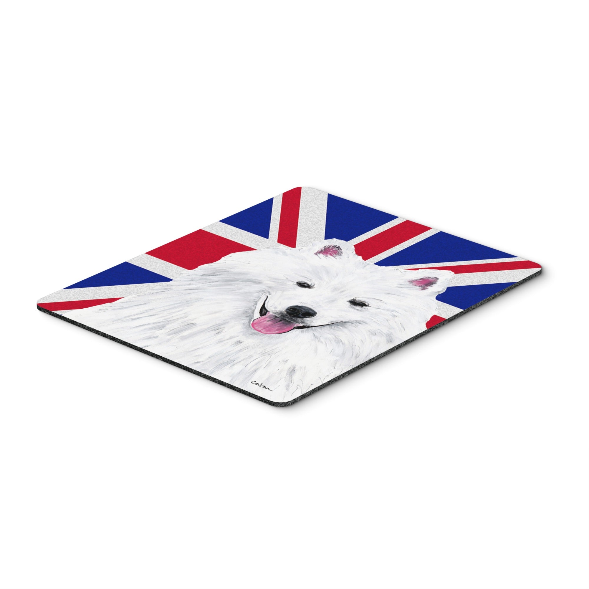 Carolines Treasures American Eskimo with English Union Jack British Flag Mouse Pad Hot Pad/Trivet (SC9836MP)
