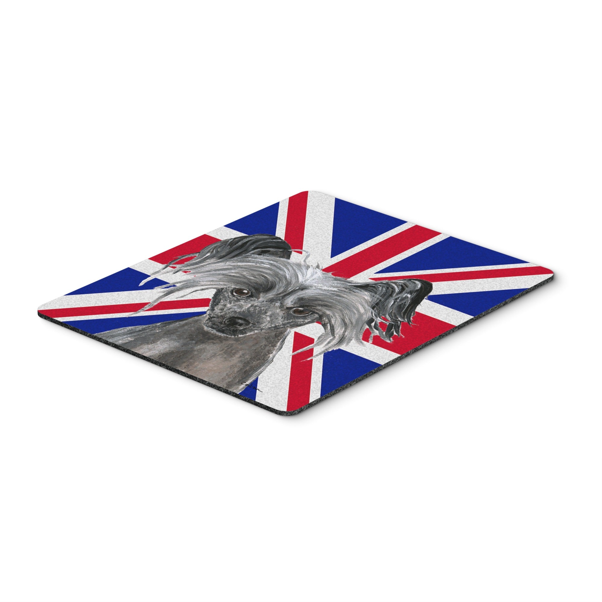 Carolines Treasures Chinese Crested with English Union Jack British Flag Mouse Pad Hot Pad/Trivet (SC9857MP)