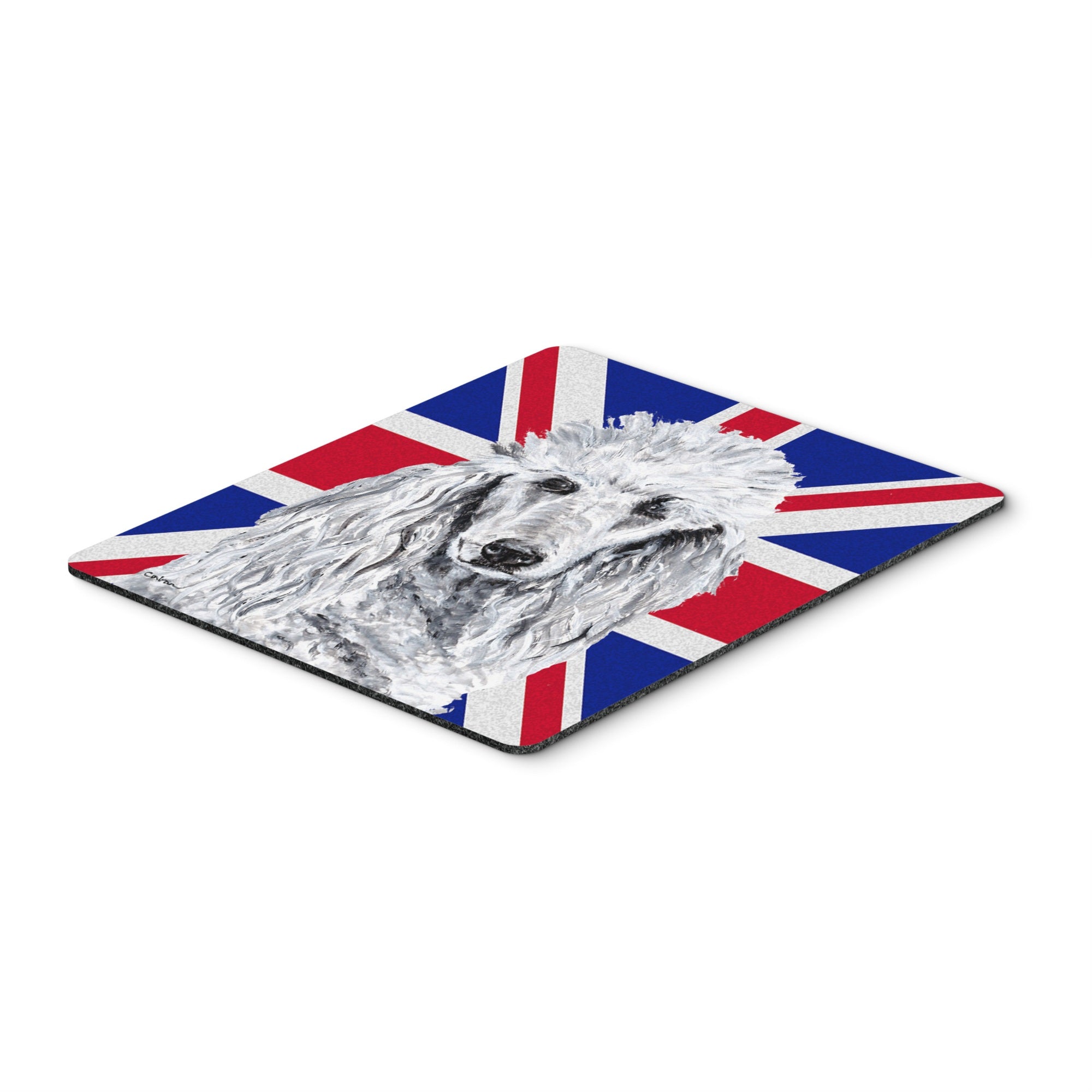Carolines Treasures White Standard Poodle with English Union Jack British Flag Mouse Pad/Trivet (SC9884MP)