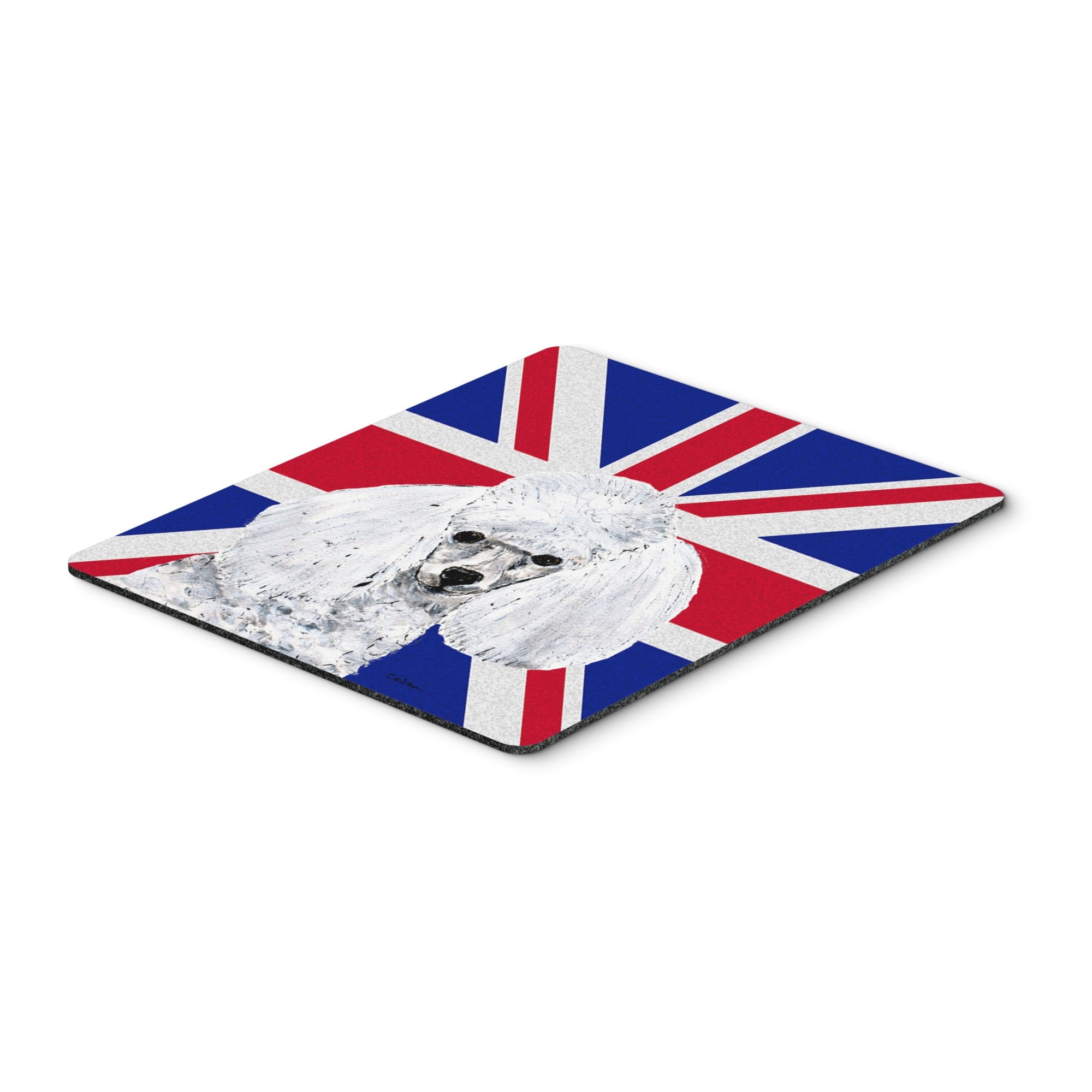 Carolines Treasures White Toy Poodle with English Union Jack British Flag Mouse Pad/Trivet (SC9886MP)