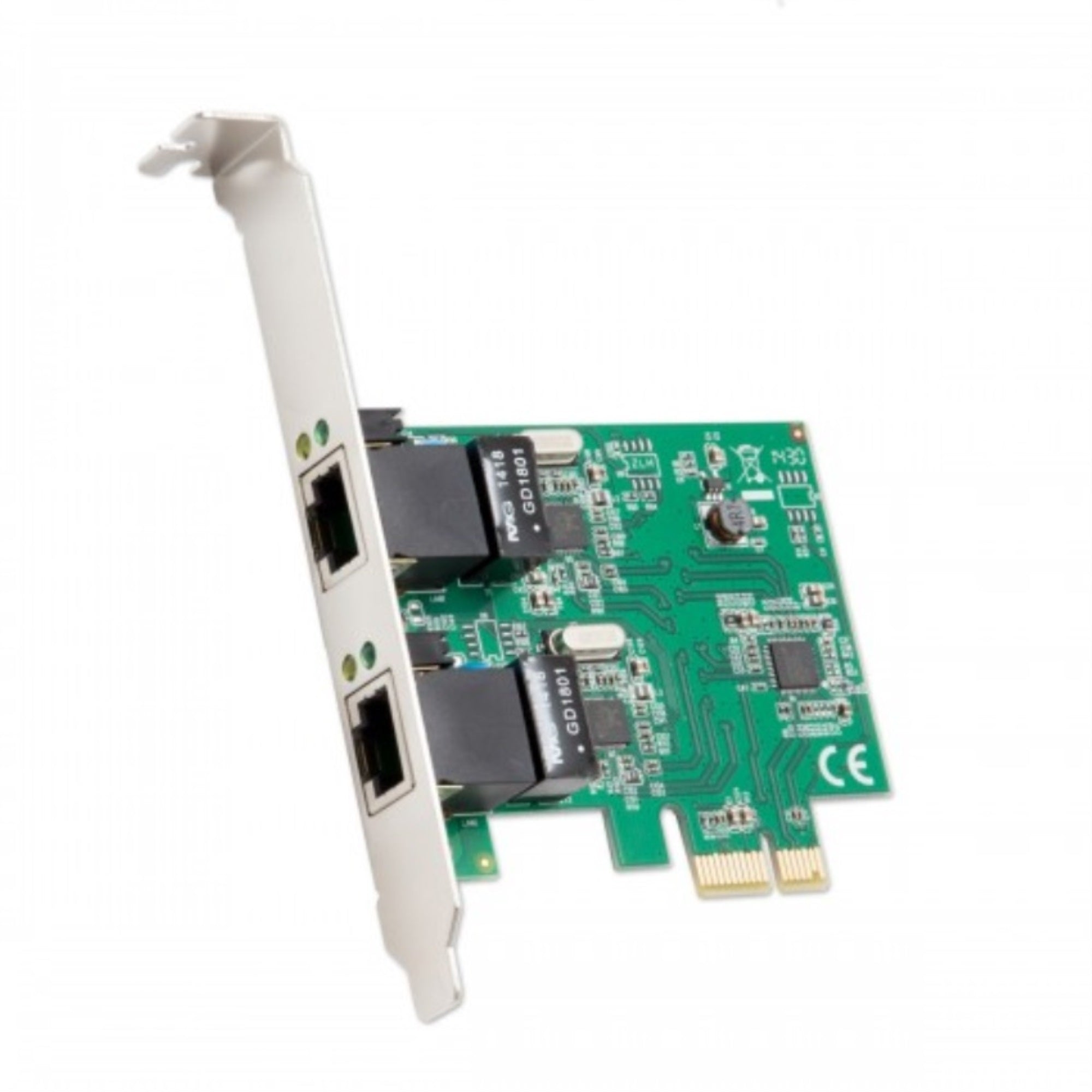 PCIe 2x RJ45 1000Base T Gigabit Ethernet Card, Realtek RTL8111f + ASMedia ASM1182e Chipset, with Low Profile Bracket