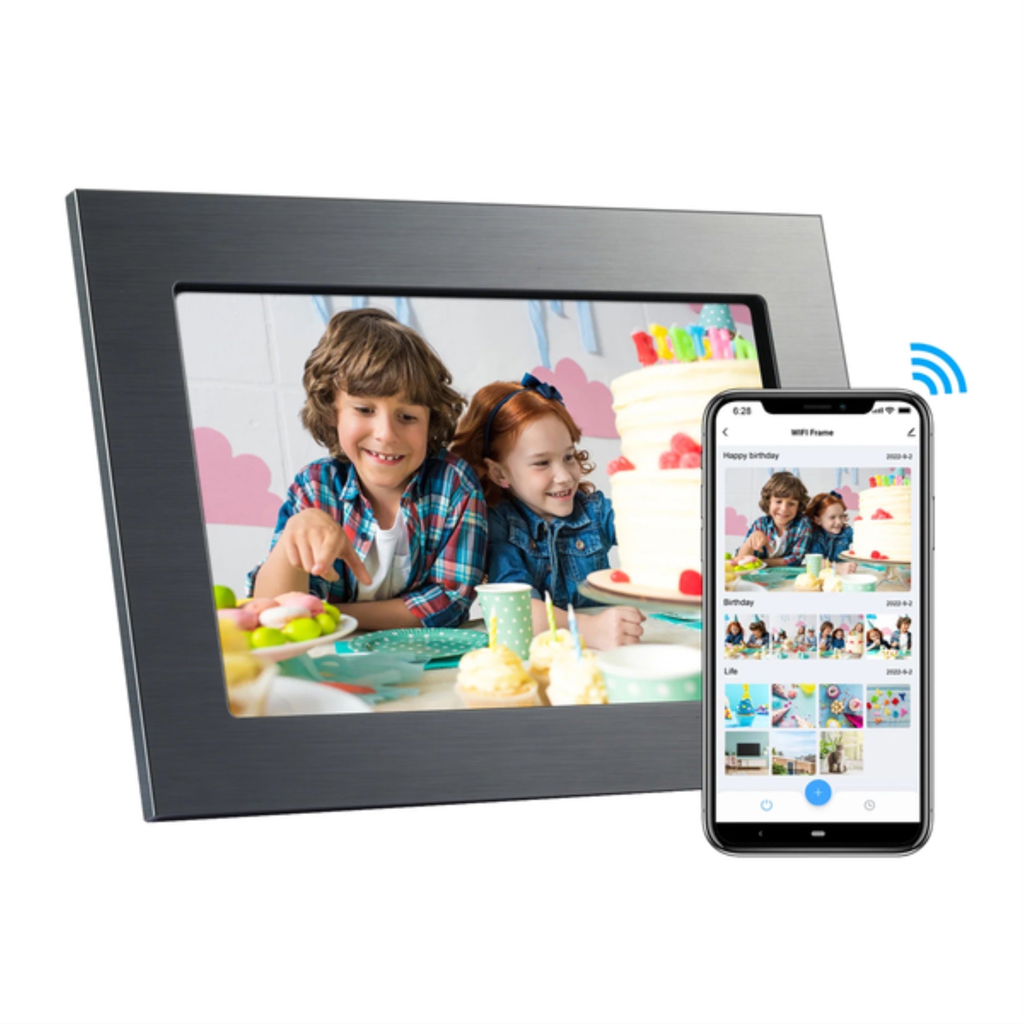 eco4life CPF1033 10.1In. WiFi Digital Photo Frame with Photos/Video Sharing and Touch Screen, Metal Frame, CPF1033