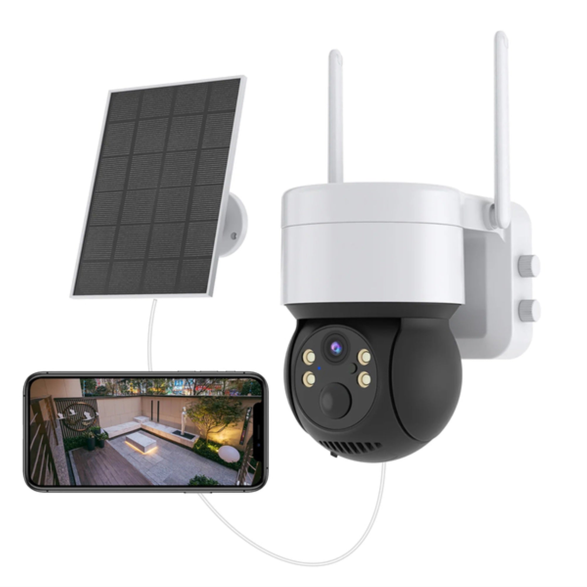 eco4life SCBIPC3001 WiFi 2304 x 1296 Smart Outdoor PTZ Security Camera with Solar Panel, SCBIPC3001