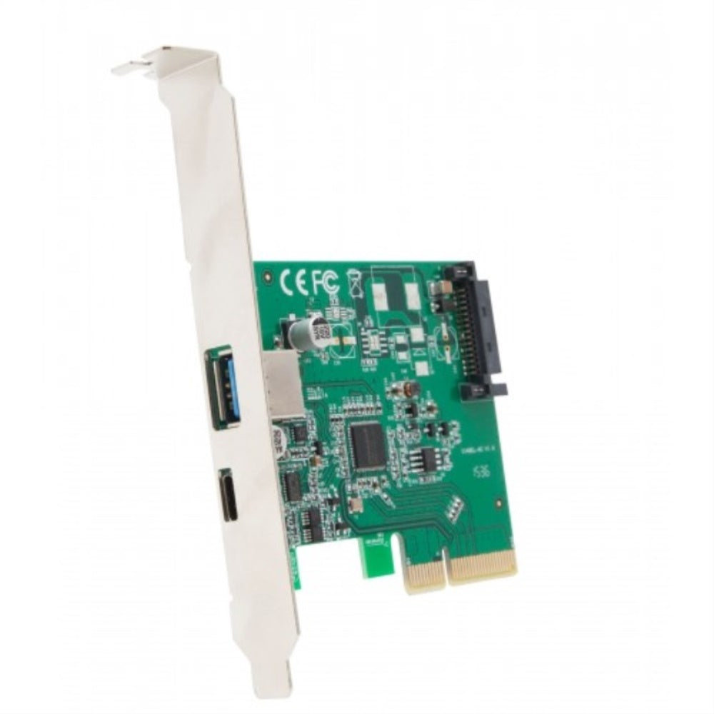 PCIExpress 2.0 x2, 2Port USB 3.1 (1x TypeA / 1x TypeC) Card, ASMedia 1142A Chipset, with Low Profile Bracket