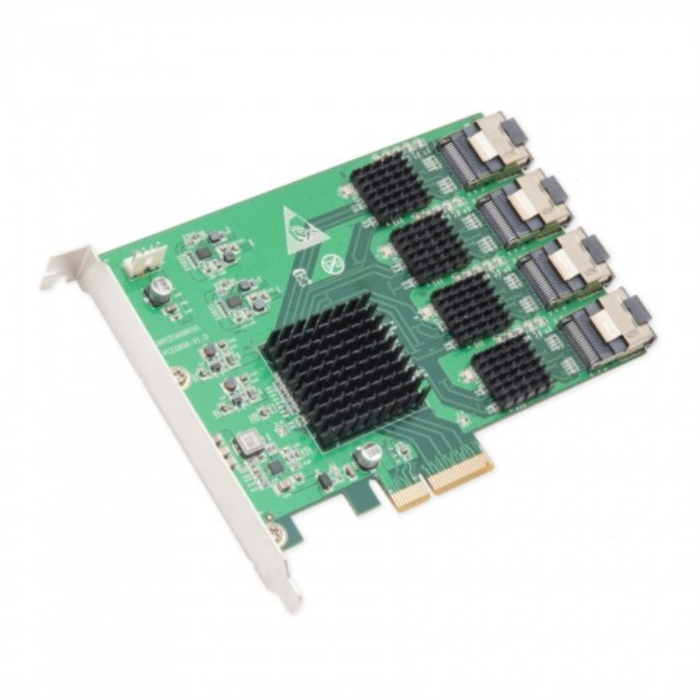 Pcie X4, X8, X16, Version 2.0, 16 Port Internal Sata 6Gbps Controller Card, Non Raid, Marvell 88Se9215 Chipset, With 4X Mini Sas