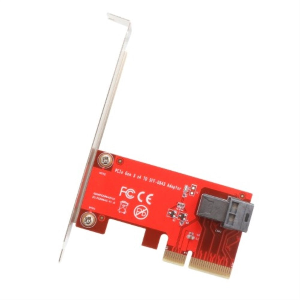PCIExpress 3.0 x4 Mini SAS HD (SFF8643) Adapter, 4Layer PCB, Builtin SFF8643 Plug Connector, LED Indicator, Bundled with 1x