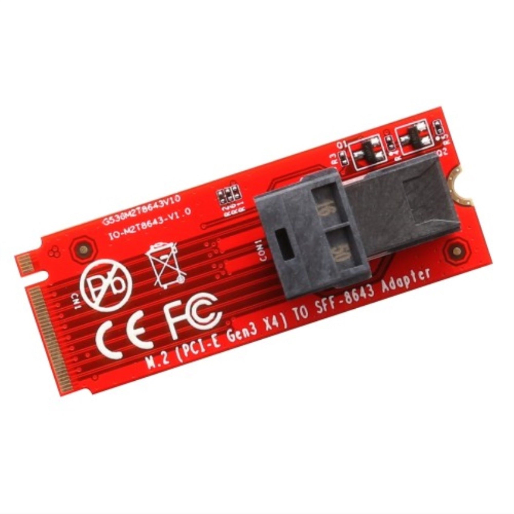 U.2 (SFF8639) to M.2 (PCIe I/F) Adapter, PCIExpress 3.0 x4 Base, Builtin 1x 36pin SFF8643 Female Plug Connector and 1x M.2 