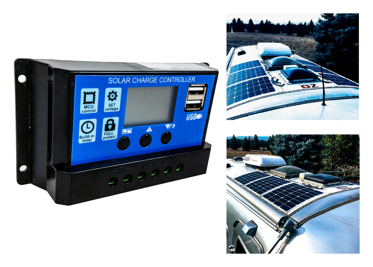 20A Solar PV Panel Battery Charger Regulator Controller LCD Display Builtin Timer USB Port 12V 24V