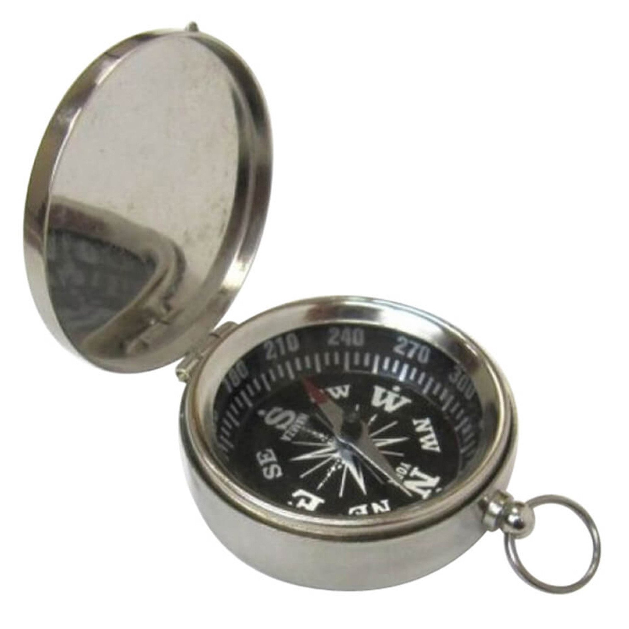 Pocket Compass With Lid Chrome Finish