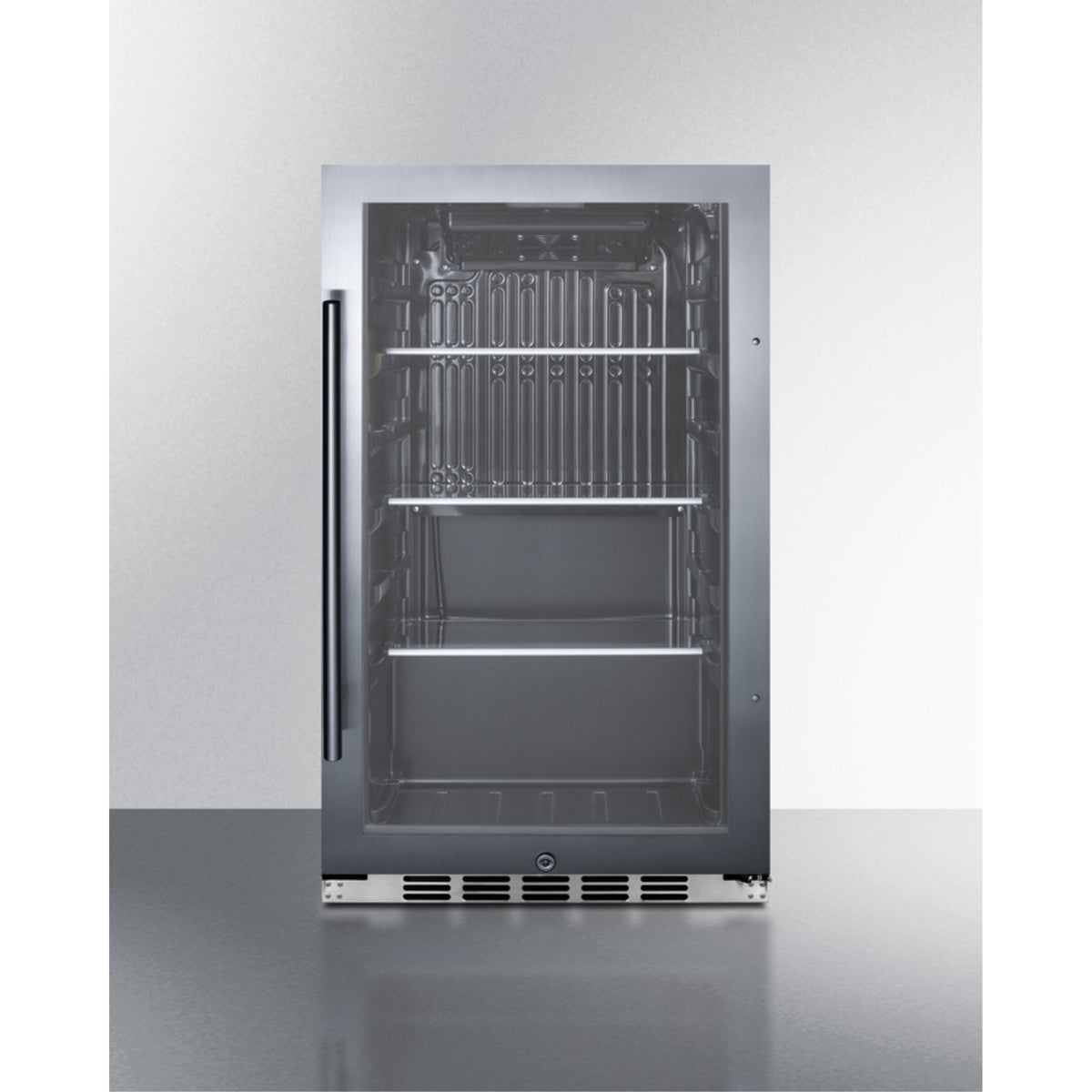 19'' Wide Shallow Depth Indoor/Outdoor Beverage Center With Glass Door And Black Interior