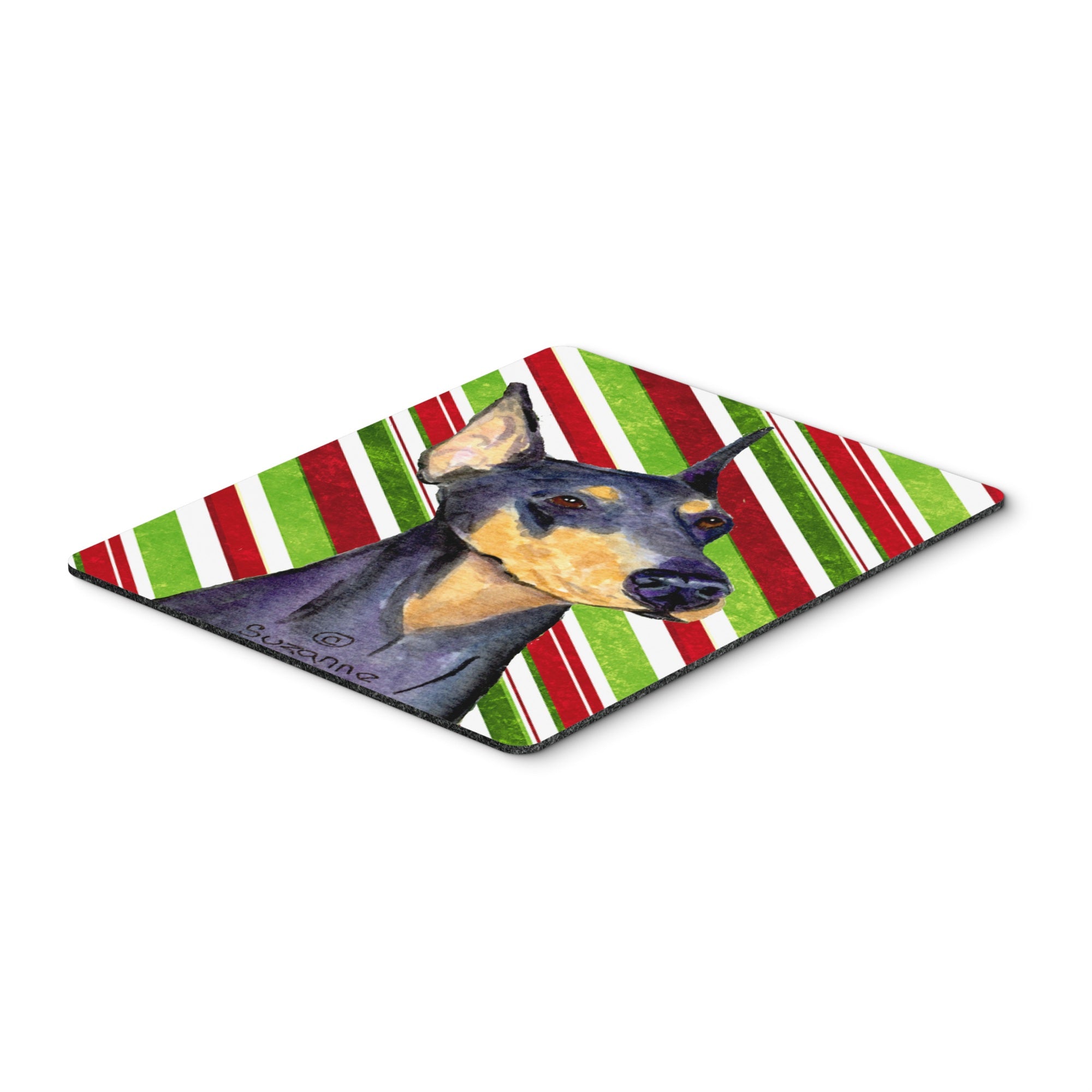 Carolines Treasures Mouse/Hot Pad/Trivet Doberman Candy Cane Holiday Christmas (SS4564MP)