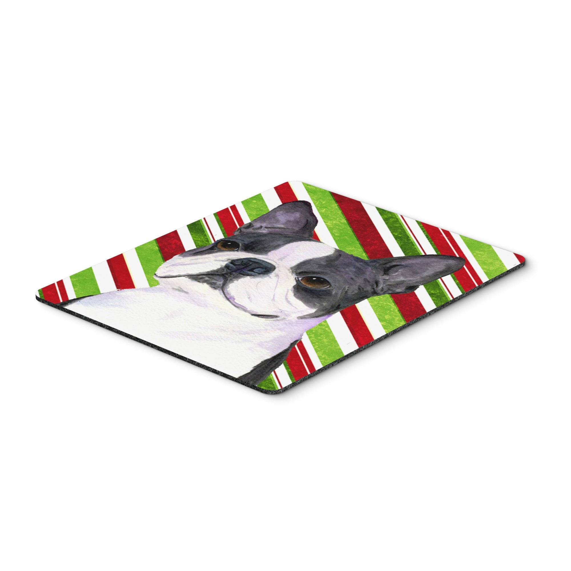 Carolines Treasures Mouse/Hot Pad/Trivet Boston Terrier Candy Cane Holiday Christmas (SS4585MP)