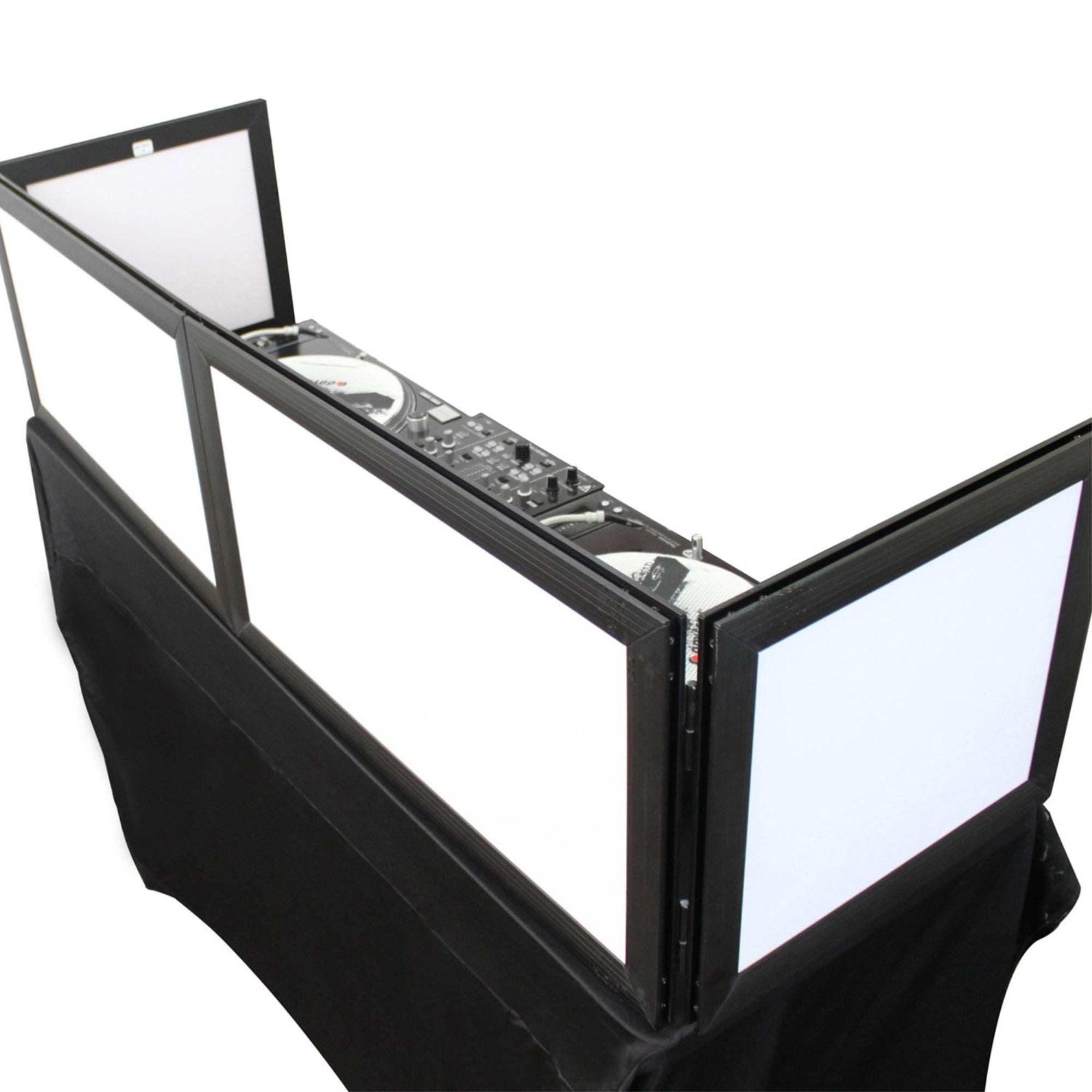 SCRIM WERKS 58 inchW X 16 inchH TABLETOP FACADE, BLACK FRAME WITH WHITE SCRIM