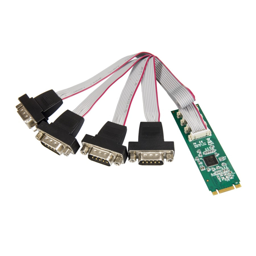 4 Port RS232 DB9 Serial M.2 B+M Key Controller Card