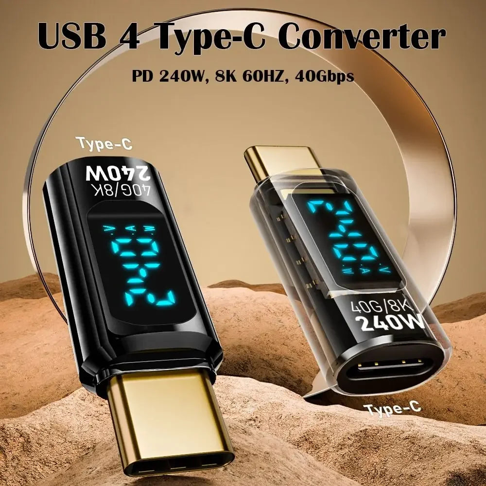 1PCS Digital LED Display USB 4 Type-C Adapter 8K 60HZ 40Gbps Power Meter Tester Data Transmission PD 240W USB C Extension