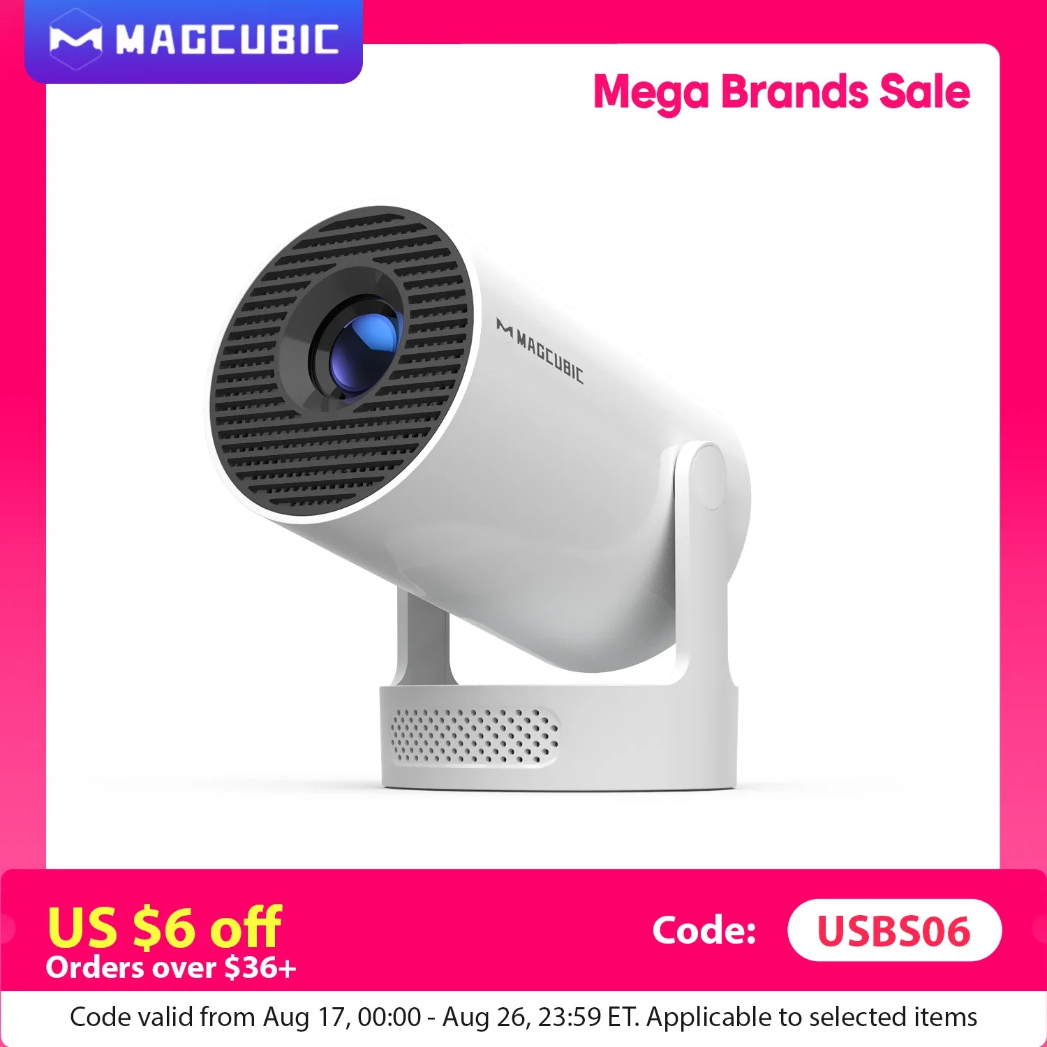 Magcubic HY300 Pro + Projector 8K 720P With 5W Speaker Android 14 8000 Lumens WiFi 6 BT5.4 Outdoor Video Home Theater Projector