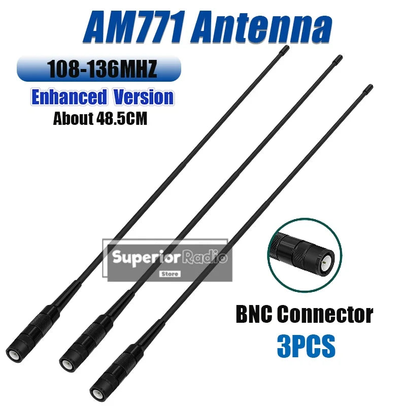 Walkie Talkie AM-771 Air Band Antenna 108-136Mhz BNC Connector For IC-A6 IC-A25 IC-A16 FTA-550L Radio SMA-F For DM-32 UV-K6 UVK5