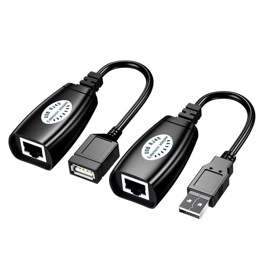 Extension Adapter 1pair USB to RJ45 LAN Cable Extender Over Cat5 RJ45 Cat6 Patch Cord Black Networking Accessories