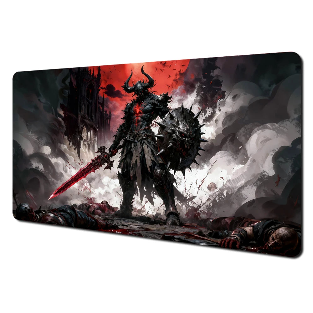 Japanese Ghost Samurai Pattern TCG Playmat Magic Card Battle Mat 35X60CM Deskmat Tapete Magic Mat Non-Slip Durable Stitched Edge