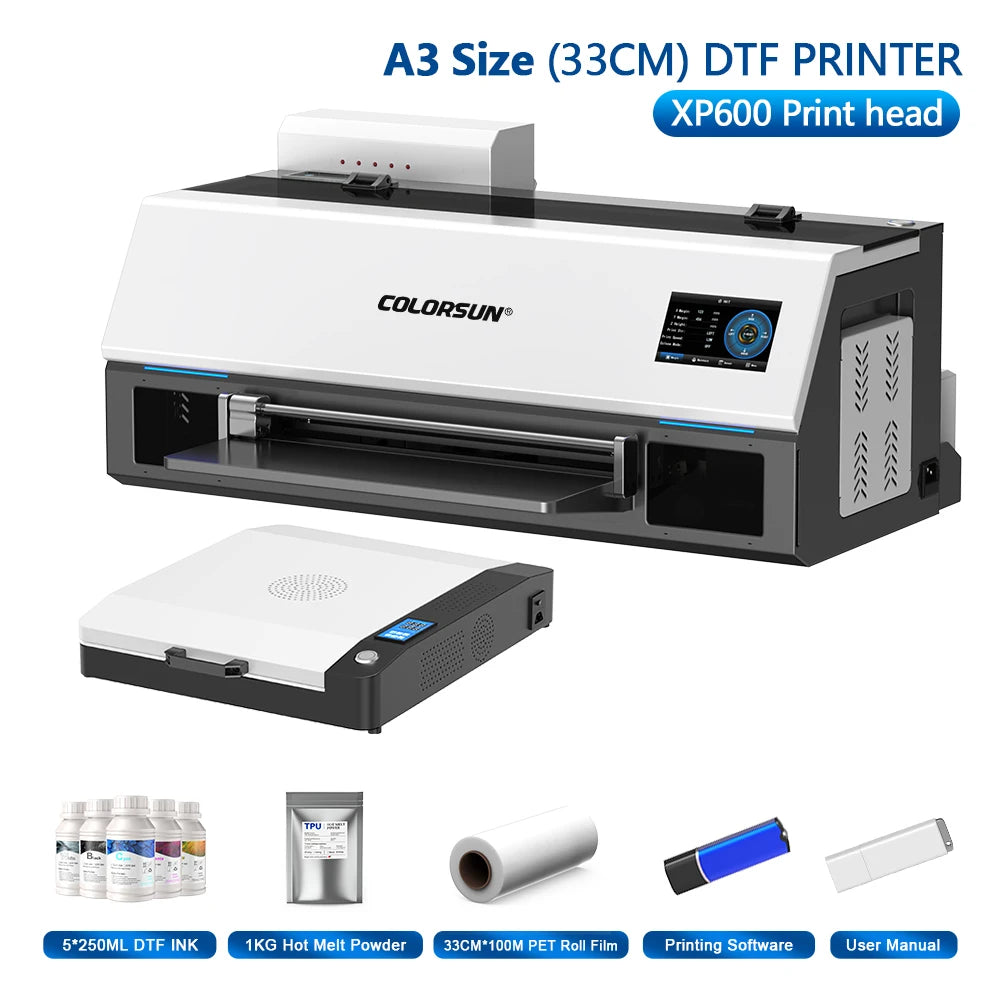 Colorsun DTF Printer For Epson L800/R1390/XP600 Impressora A3/A4 DTF T-Shirt Printers For T-Shirt Hoodies Cloth all Fabric