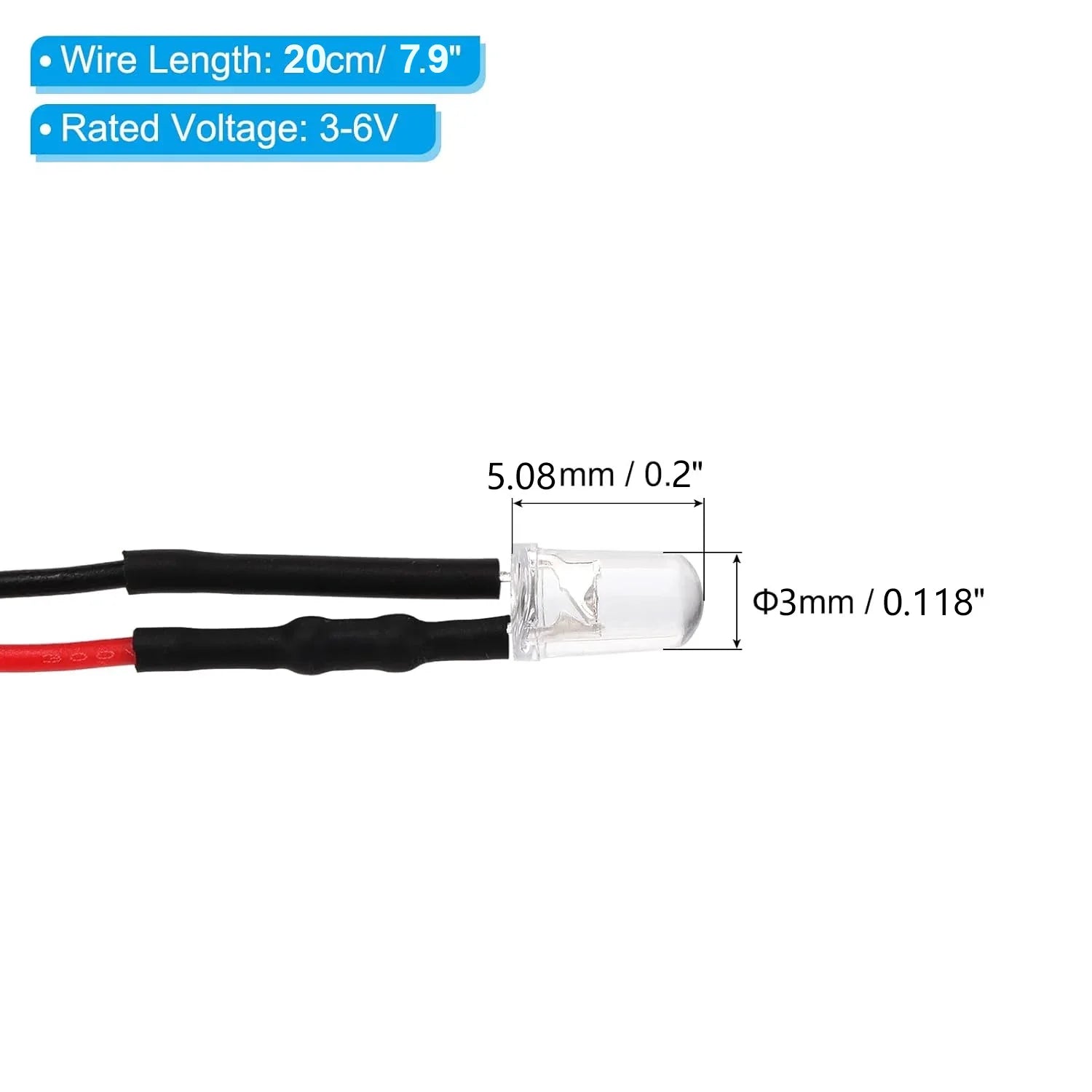 10PCS DC 3V 6V 12V 24V Pre Wired 3mm 5mm LED Light Lamp Bulb Prewired Emitting Diodes Transparent Yellow Blue Green White Red
