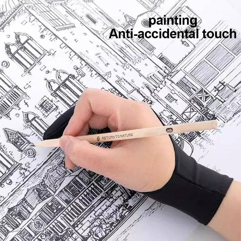 Two-Finger Drawing Gloves Anti-touch Painting Gloves for iPad Tablet Digital Board Touch Screen Oil Painting Office Art Supplies