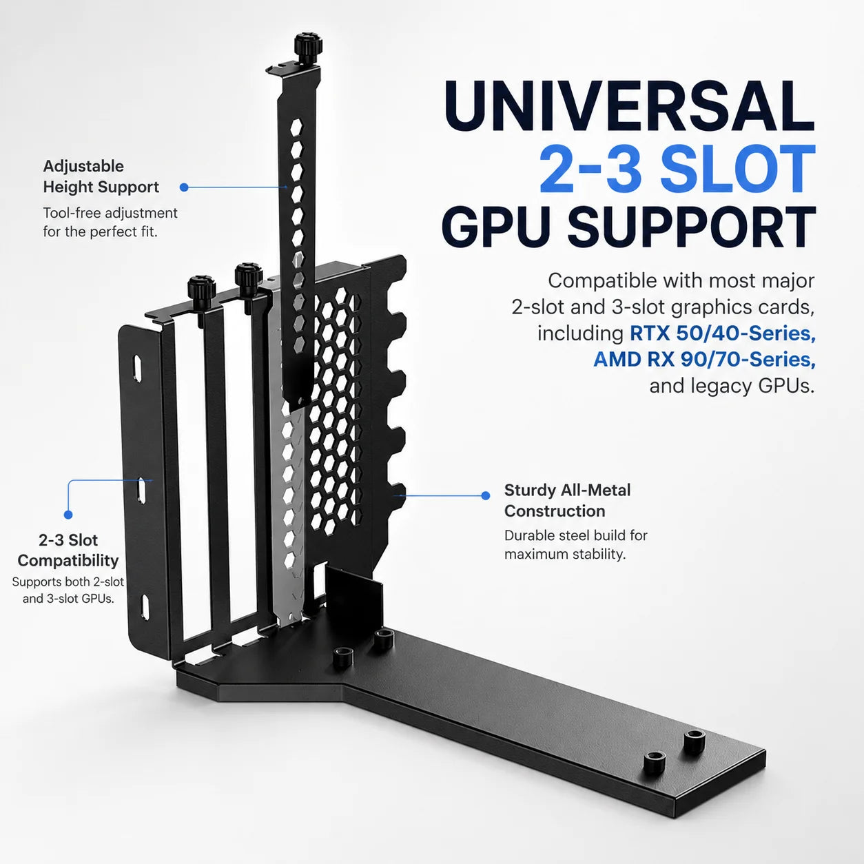 Quality Metal PCIe Graphics Card Holder for Vertical Installation Brackets