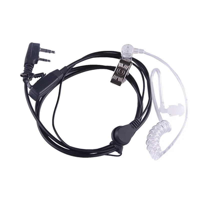 2 Pin PTT MIC Headset  Baofeng Acoustic Air Tube Microphone  Earphone Earpiece For EMF Anti Radiation Walkie Talkie Radio