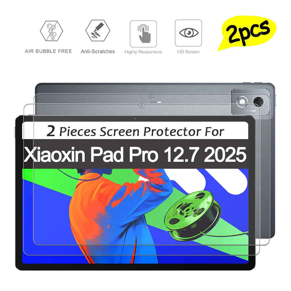 2 Pieces HD Scratch Proof Screen Protector Tempered Glass For Lenovo Xiaoxin Pad Pro 12.7 2025 Tablet Oil-Coating Hard Film