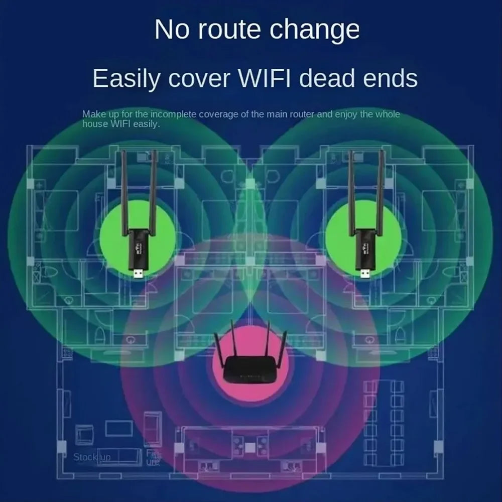 KEBIDUMEI Wireless 2.4G 300Mbps USB WiFi Repeater Extender Signal Amplifier Booster Long Range Router Home Network Extension