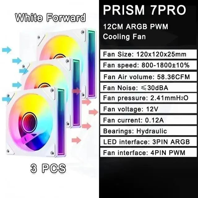 PRISM 4 RS 12cm ARGB 4 Pin Computer Case Fan Quiet Cooling 12V Large Air Volume 1200RPM for Desktop Gaming PC Build