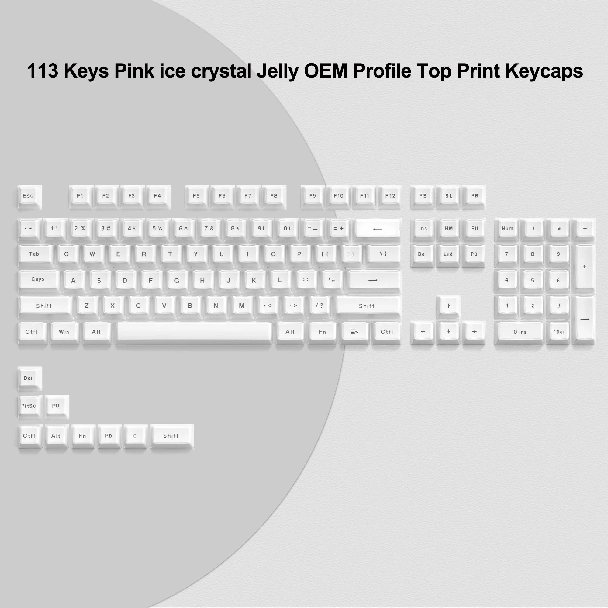 OEM Profile Pink Jello Crystal Keycap Translucent Clear Keyboard Keycap for Cherry Gateron MX Switches Mechanical Gamer Keyboard