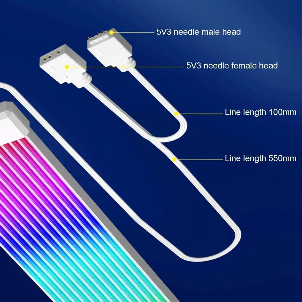 Suitable for Power Cables, Pc Rgb Light Strip, Pc Rgb Gpu 5V 3Pin Argb Synchronized Pc Extension Cable, Compatible with 6-Pin, 8-Pin, 12-Pin, 16-Pin, 24-Pin
