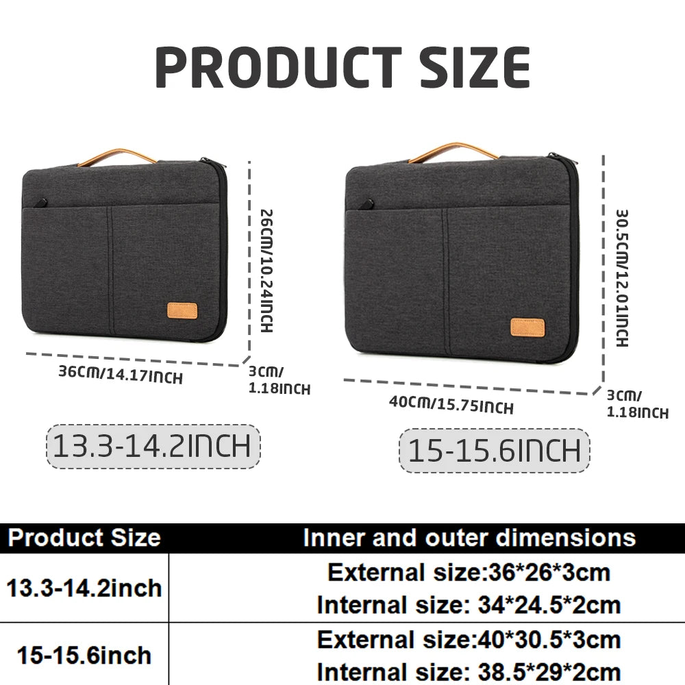 Protective Laptop Sleeve Case for 13.3-14.2 15-15.6 Inch New MacBook Pro M3 Max M2 M1 Slim Carrying Laptop Bag Men Women
