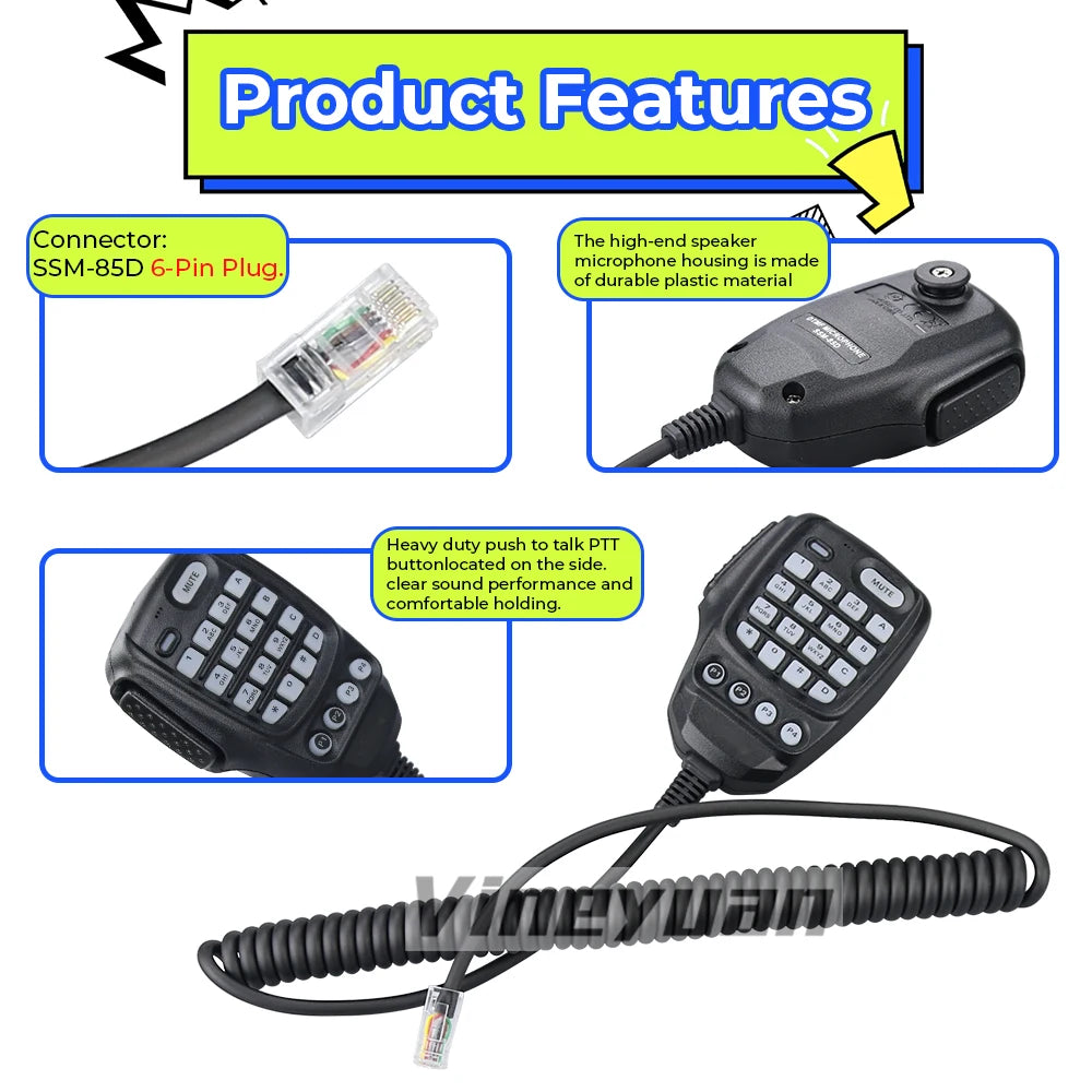 SSM-85D Handheld Speaker Microphone Car Mic with DTMF Keypad and Reinforced Cable for YAESU FTM-300DR FTM-200DE FTM-200DR FTM-50