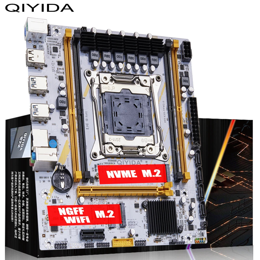 QIYIDA X99 motherboard LGA 2011 3 X99 C612chip with M.2 slot Support DDR4 Memory SATA3.0 USB3.0 PCI16X tpm2.0 msi14pin