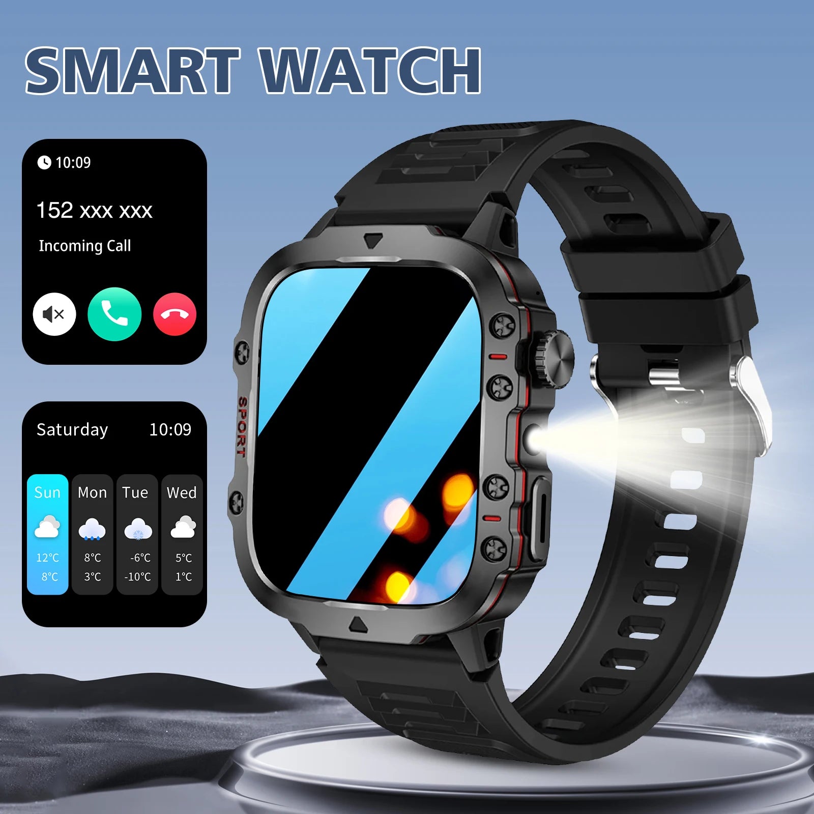 Smart Watch, Bluetooth Call, Message Reminder,Sport Reminder,Two Straps Optional, Suitable for IPhone/Android Phone